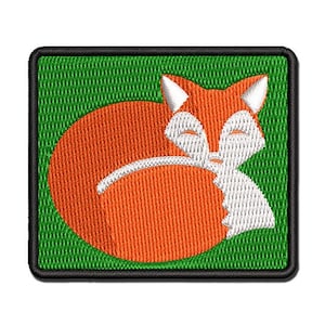 Fox Curled Up Sleeping Multi-Color Embroidered Iron-On or Hook & Loop Patch Applique
