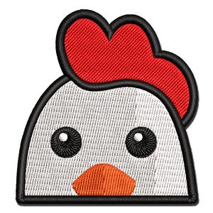 Peeking Chicken Multi-Color Embroidered Iron-On or Hook & Loop Patch Applique