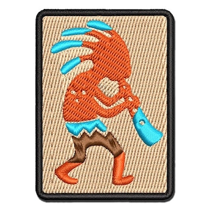 Kokopelli Southwest Native American Fertility Deity Multi-Color Embroidered Iron-On or Hook & Loop Patch Applique