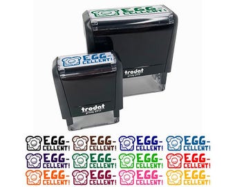 Egg-cellent Excellent Egg on Toast Teacher Student School Self-Inking Rubber Stamp Ink Stamper.