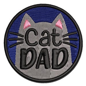 Cat Dad Multi-Color Embroidered Iron-On or Hook & Loop Patch Applique