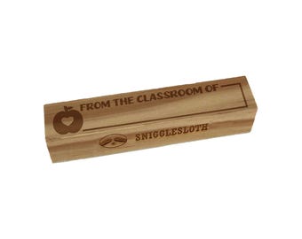 From the Classroom Of with Apple Heart School Teacher Rectangle Rubber Stamp for Stamping Crafting