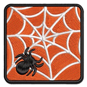 Creepy Spider Web Halloween Multi-Color Embroidered Iron-On or Hook & Loop Patch Applique