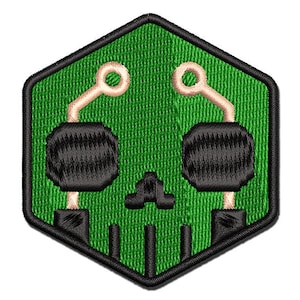 Digital Hacker Skull Computer Gamer Multi-Color Embroidered Iron-On or Hook & Loop Patch Applique