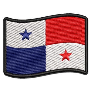 Panama with Waving Flag Cute Multi-Color Embroidered Iron-On or Hook & Loop Patch Applique