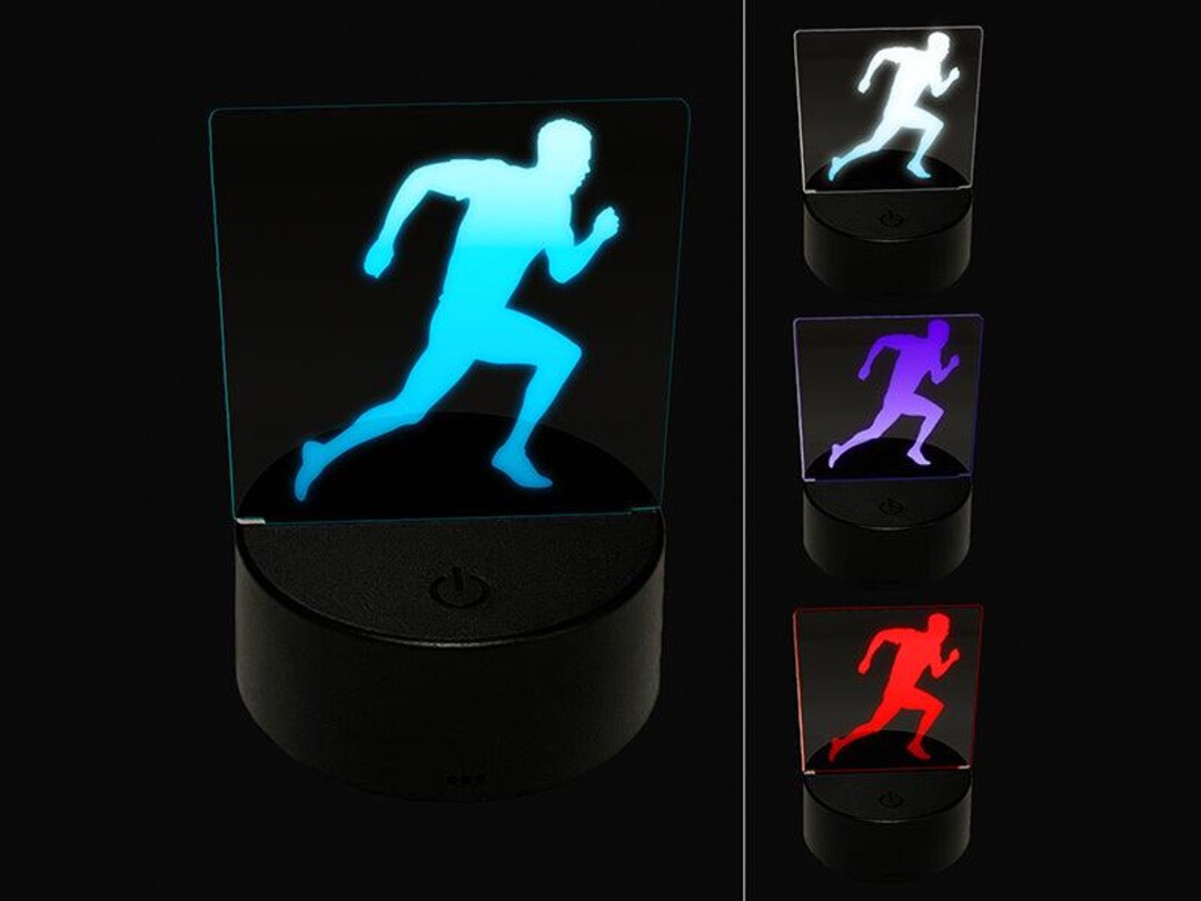 Values Exercise Lamp Man Running Marathon Cardio Exercise 3D Illusion LED Night Light Sign ...