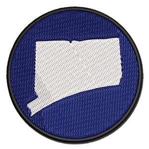 Connecticut State Silhouette Multi-Color Embroidered Iron-On or Hook & Loop Patch Applique