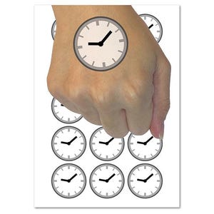 Wall Clock Time Temporary Tattoo Water Resistant Fake Body Art Set Collection (1 Sheet)