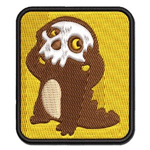 Spooky Creature Wearing Skull Multi-Color Embroidered Iron-On or Hook & Loop Patch Applique