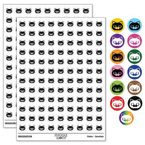 Round Cat Face Concerned 200+ 0.50 inch Round Stickers