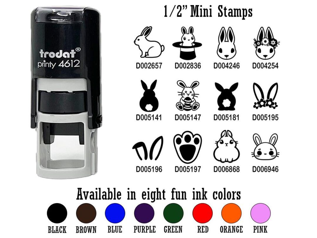 Red Ink Rabbit Stamp Rabbit Easter Bunny Ears 1/2