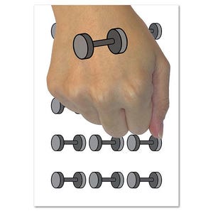 Dumbbell Gym Workout Exercise Temporary Tattoo Water Resistant Fake Body Art Set Collection (1 Sheet)