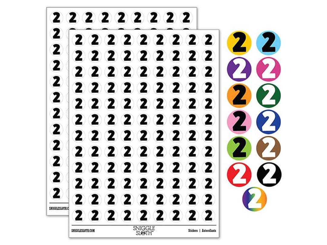 Number 2 Two Fun Bold Font 200+ 0.50 Inch Round Stickers - Etsy