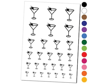 Martini Cocktail with Olive Temporary Tattoo Water Resistant Fake Body Art Set Collection