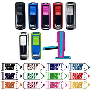 Sharp Work Pencil Teacher Student School Self-Inking Portable Pocket Stamp 1-1/2 inch Ink Stamper