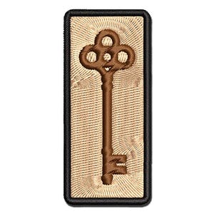Vintage Skeleton Key Multi-Color Embroidered Iron-On or Hook & Loop Patch Applique