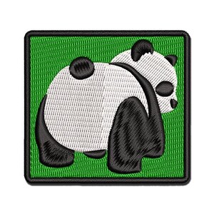 Cute Panda Bear Butt Behind Multi-Color Embroidered Iron-On or Hook & Loop Patch Applique
