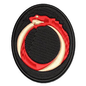 Ouroboros Serpent Snake Eating Tail Ring Circle Multi-Color Embroidered Iron-On or Hook & Loop Patch Applique
