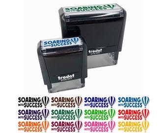 Soaring Into Success Hot Air Balloon School Self-Inking Rubber Stamp Ink Stamper.