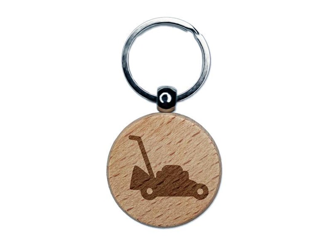 Lawn Mower Engraved Wood Round Keychain Tag Charm - Etsy