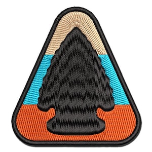 Native American Arrowhead Obsidian Stone Indian Multi-Color Embroidered Iron-On or Hook & Loop Patch Applique