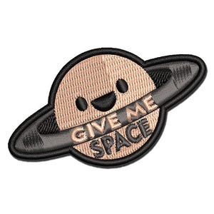 Give Me Space Saturn Planet Multi-Color Embroidered Iron-On or Hook & Loop Patch Applique