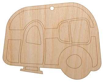 Camper Doodle Unfinished Craft Wood Holiday Christmas Tree DIY Pre-Drilled Ornament