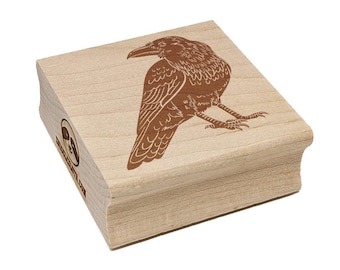 Elegant Black Raven Square Rubber Stamp for Stamping Crafting