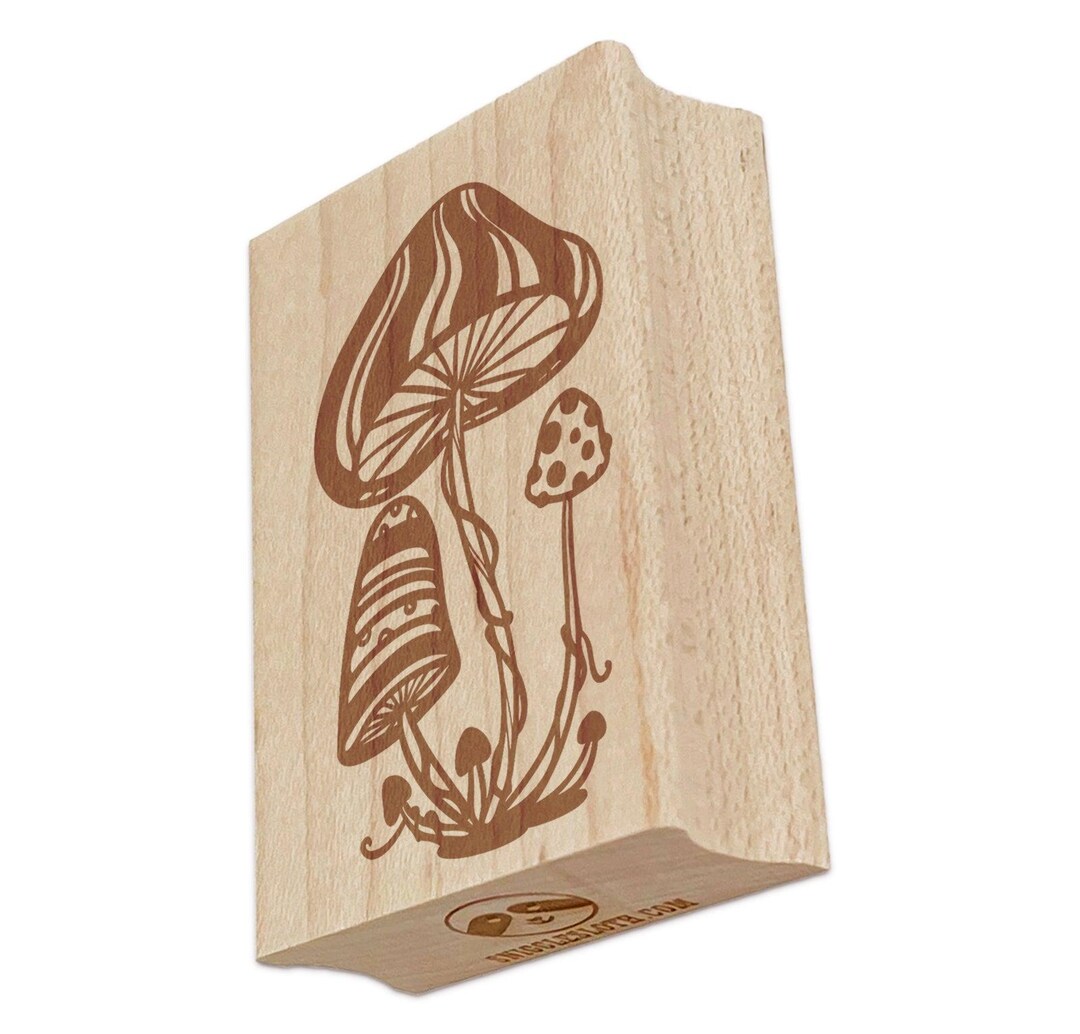 Trippy Toadstool Mushrooms Rectangle Rubber Stamp for Stamping Crafting ...