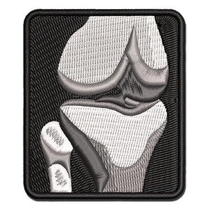 Knee Bones Joint X-Ray Multi-Color Embroidered Iron-On or Hook & Loop Patch Applique