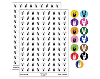 Sign of the Horns Rock and Roll Hand Gesture 200+ 0.50 inch Round Stickers