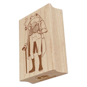 Dapper Gentleman Frog In Coat Rectangle Rubber Stamp for Stamping Crafting