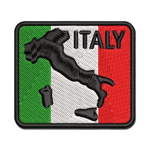 Italy Country Solid with Text Multi-Color Embroidered Iron-On or Hook & Loop Patch Applique