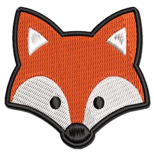 Sweet Fox Head Face Multi-Color Embroidered Iron-On or Hook & Loop Patch Applique