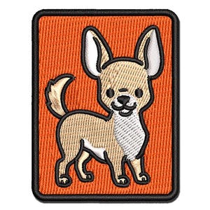 Chihuahua Standing Dog Multi-Color Embroidered Iron-On or Hook & Loop Patch Applique