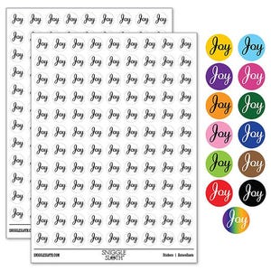 Joy Cursive Text 200+ 0.50 inch Round Stickers