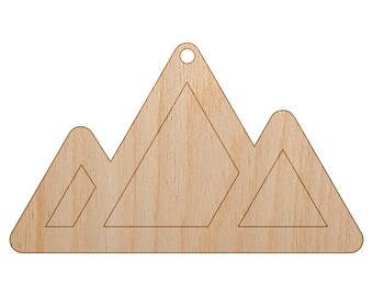 Mountain Range Unfinished Craft Wood Holiday Christmas Tree DIY Pre-Drilled Ornament