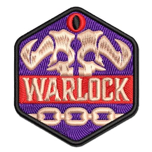 RPG Class Warlock Games Fantasy Gaming Multi-Color Embroidered Iron-On or Hook & Loop Patch Applique
