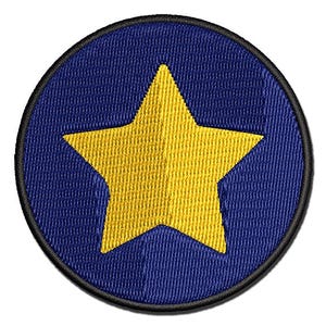 Star in Circle Multi-Color Embroidered Iron-On or Hook & Loop Patch Applique