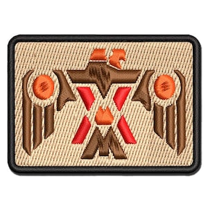 Southwestern Style Tribal Thunderbird Eagle Hawk Multi-Color Embroidered Iron-On or Hook & Loop Patch Applique