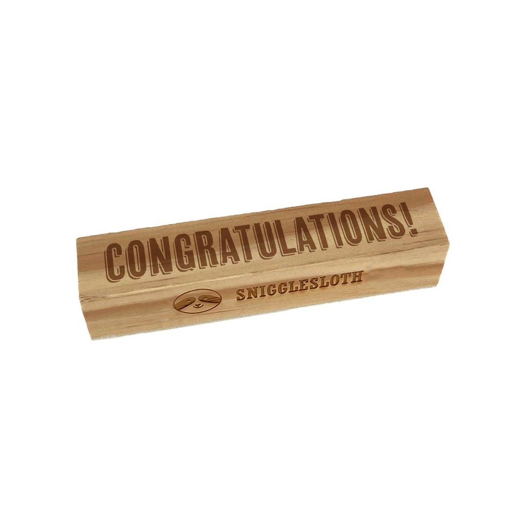 Congratulations Drop Shadow Rectangle Rubber Stamp for Stamping ...