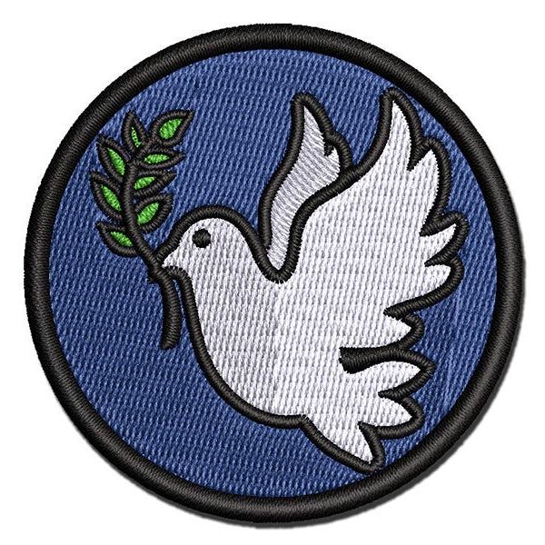 Peace Dove with Olive Branch Multi-Color Embroidered Iron-On or Hook & Loop Patch Applique