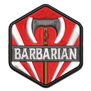RPG Class Barbarian Games Fantasy Gaming Multi-Color Embroidered Iron-On or Hook & Loop Patch Applique