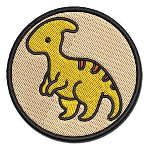 Baby Nursery Parasaurolophus Dinosaur Multi-Color Embroidered Iron-On or Hook & Loop Patch Applique