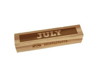 Month July Bold Rectangle Rubber Stamp for Stamping Crafting