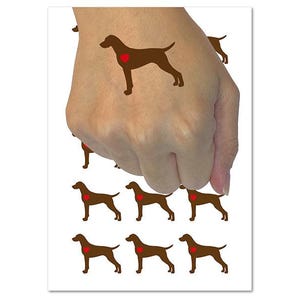 German Shorthaired Pointer Dog with Heart Temporary Tattoo Water Resistant Fake Body Art Set Collection (1 Sheet)