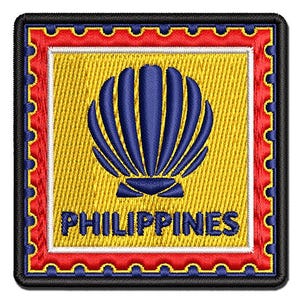 Philippines Travel Scallop Seashell Beach Ocean Multi-Color Embroidered Iron-On or Hook & Loop Patch Applique