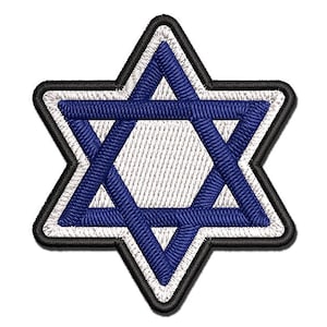 Star of David Jewish Multi-Color Embroidered Iron-On or Hook & Loop Patch Applique