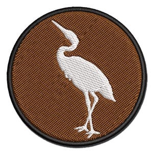 Crane Standing Solid Multi-Color Embroidered Iron-On or Hook & Loop Patch Applique