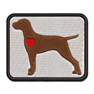 Hungarian Vizsla Dog with Heart Multi-Color Embroidered Iron-On or Hook & Loop Patch Applique